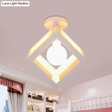 Modern 1-Light Square Ceiling Mounted Light With Wire Guard - Loft Style Semi-Flush Lighting For