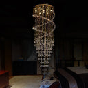 Modern 10-Head Spiral Hanging Lamp With Brass Finish Clear Crystals And Led Lights