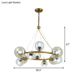 Modern 12-Light Brass Pendant With Clear Glass Shade - Stylish Hanging Ceiling Lamp