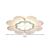 Modern 16/19.5 White Led Flower Flush Mount Ceiling Lamp With 3 Light Color Options