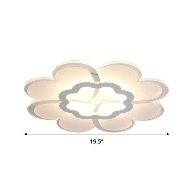 Modern 16/19.5 White Led Flower Flush Mount Ceiling Lamp With 3 Light Color Options