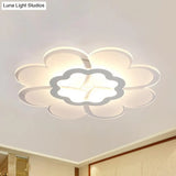 Modern 16’/19.5’ White Led Flower Flush Mount Ceiling Lamp With 3 Light Color Options