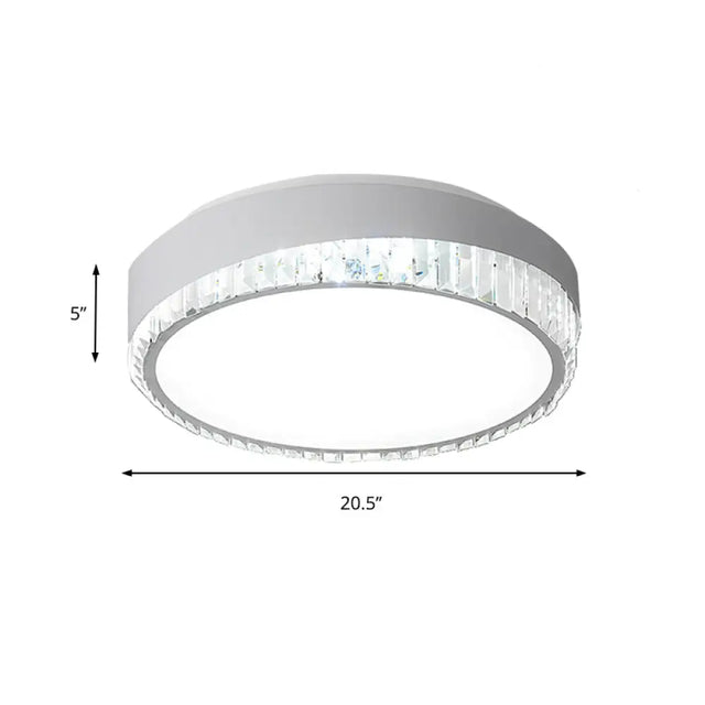 Modern 16.5/20.5 Wide Round Flush Mount Lighting With Crystal Accent For Bedroom