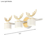 Modern 2/3/4-Light White Cylindrical Vanity Lighting With Antler Design - Natural Light Led Wall