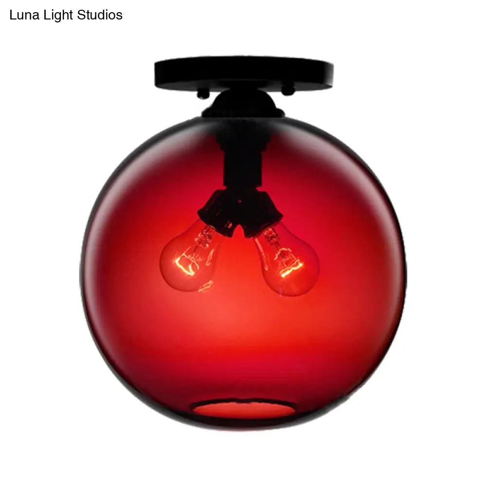 Modern 2 - Head Flushmount Ceiling Lamp With Colorful Glass Shades - Global Mounted Light’ Or