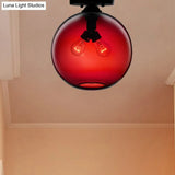 Modern 2 - Head Flushmount Ceiling Lamp With Colorful Glass Shades - Global Mounted Light’ Or