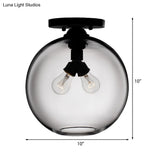 Modern 2 - Head Flushmount Ceiling Lamp With Colorful Glass Shades - Global Mounted Light’ Or