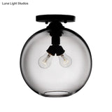 Modern 2 - Head Flushmount Ceiling Lamp With Colorful Glass Shades - Global Mounted Light’ Or