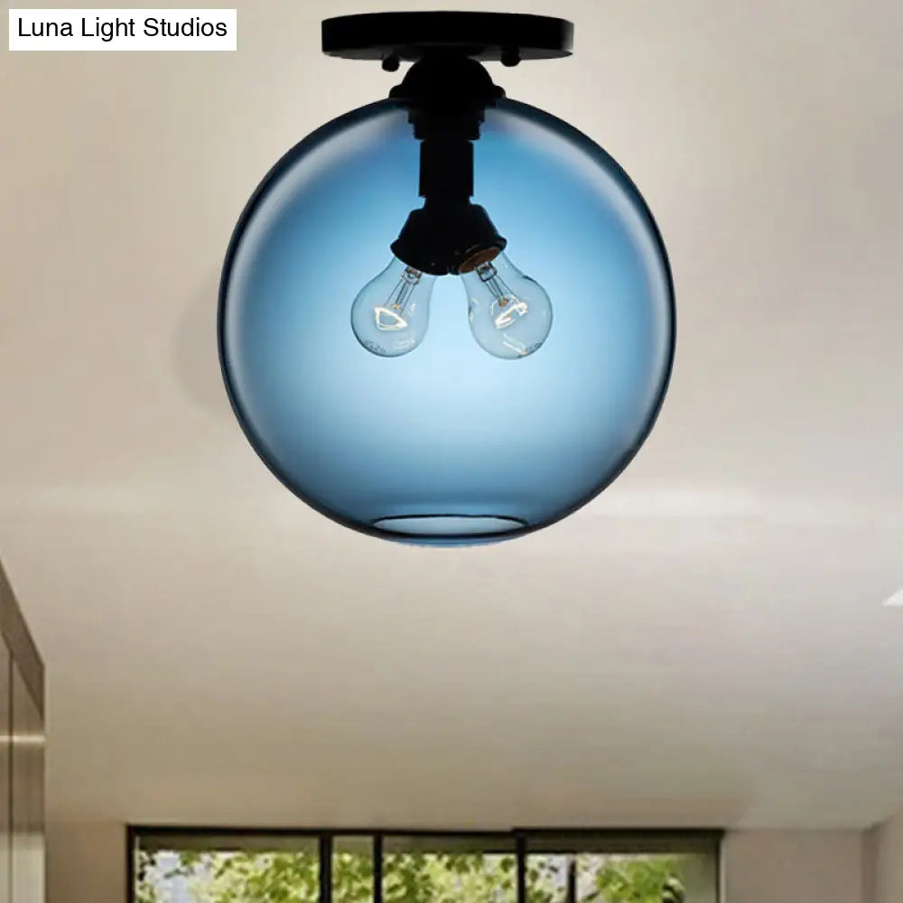 Modern 2 - Head Flushmount Ceiling Lamp With Colorful Glass Shades - Global Mounted Light’ Or