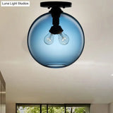 Modern 2 - Head Flushmount Ceiling Lamp With Colorful Glass Shades - Global Mounted Light’ Or