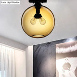 Modern 2 - Head Flushmount Ceiling Lamp With Colorful Glass Shades - Global Mounted Light’ Or