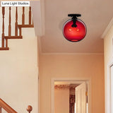 Modern 2 - Head Flushmount Ceiling Lamp With Colorful Glass Shades - Global Mounted Light’ Or