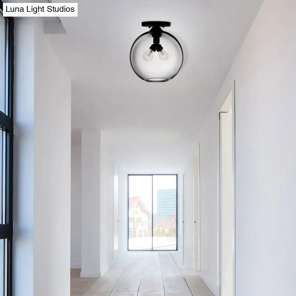 Modern 2 - Head Flushmount Ceiling Lamp With Colorful Glass Shades - Global Mounted Light’ Or