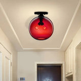 Modern 2 - Head Flushmount Ceiling Lamp With Colorful Glass Shades - Global Mounted Light’ Or