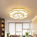 Modern 2 - Layer Clover Crystal Flush Light Led Ceiling Lamp - White 16’/19.5’ Wide / 16’