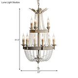 Modern 2-Tier Ceiling Chandelier With Clear Crystal 9 Heads Hanging Light Fixture
