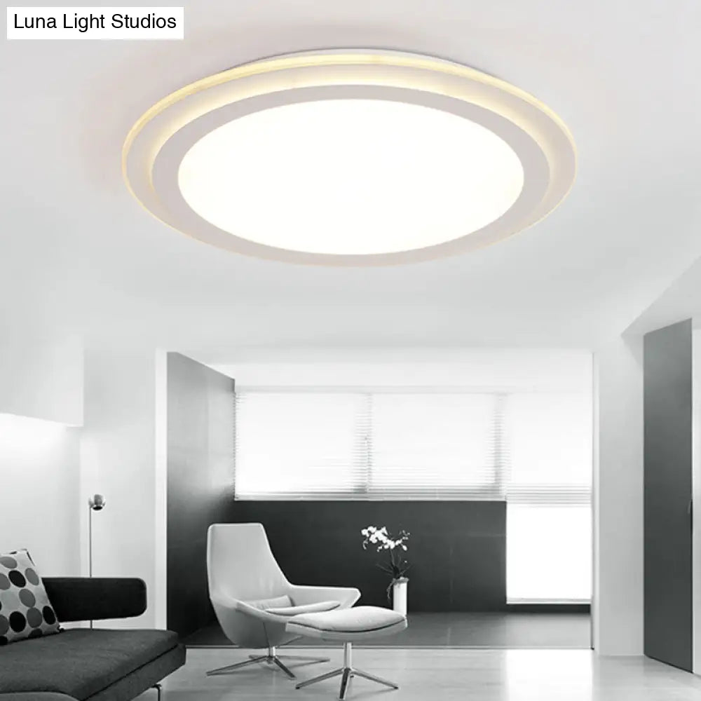 Modern 2 Tier Round Ceiling Flush Mount Light - 12.5’/16.5’/20.5’ Dia Acrylic Led Warm/White