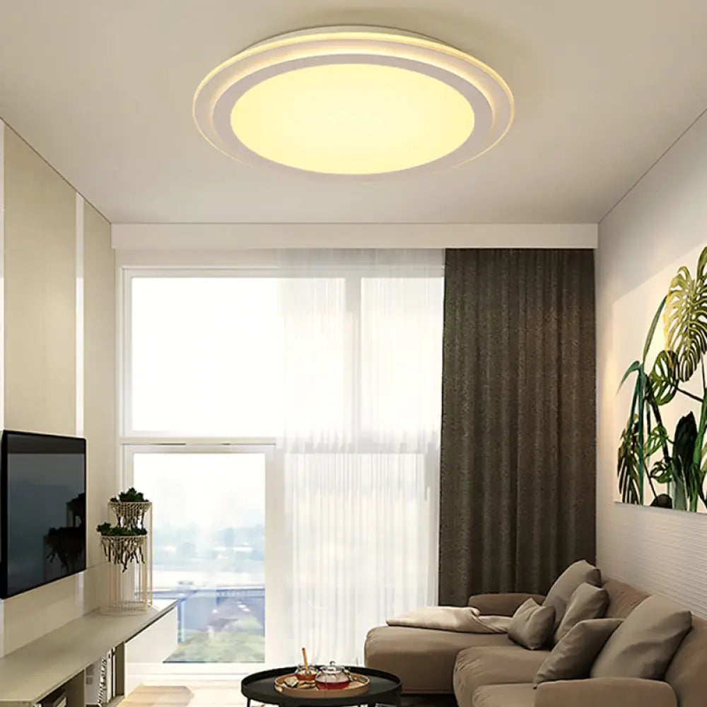 Modern 2 Tier Round Ceiling Flush Mount Light - 12.5’/16.5’/20.5’ Dia Acrylic Led Warm/White