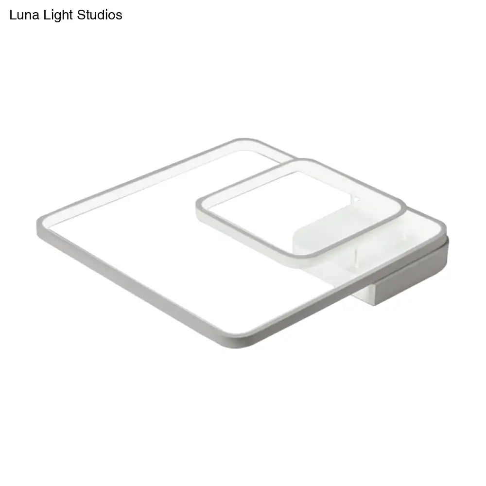 Modern 2 - Tier White Semi Flush Led Ceiling Light - Warm/White Acrylic Fixture 16.5’/20.5’ Wide