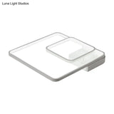 Modern 2 - Tier White Semi Flush Led Ceiling Light - Warm/White Acrylic Fixture 16.5’/20.5’ Wide