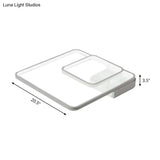 Modern 2 - Tier White Semi Flush Led Ceiling Light - Warm/White Acrylic Fixture 16.5’/20.5’ Wide