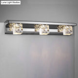 Modern 3-Head Clear Crystal Wall Sconce - Silver Finish Vanity Light Fixture 12.5/18 Width