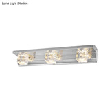 Modern 3-Head Clear Crystal Wall Sconce - Silver Finish Vanity Light Fixture 12.5/18 Width