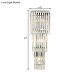 Modern 3-Head Wall Sconce Light With Clear Glass Shades - Stylish Prismatic Design Mounted Lamp