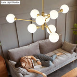 Contemporary Sputnik Chandelier - Glass Living Room Ceiling Light Fixture +