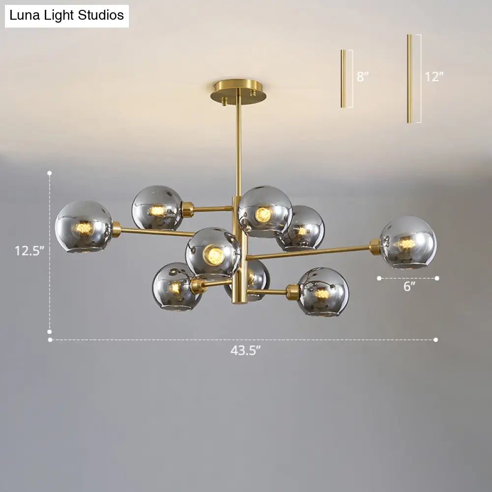 Contemporary Sputnik Chandelier - Glass Living Room Ceiling Light Fixture +