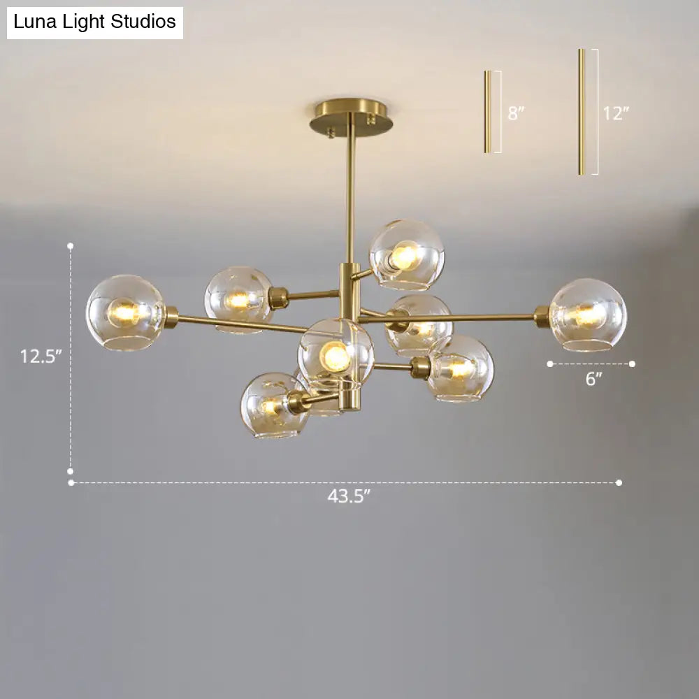 Contemporary Sputnik Chandelier - Glass Living Room Ceiling Light Fixture +