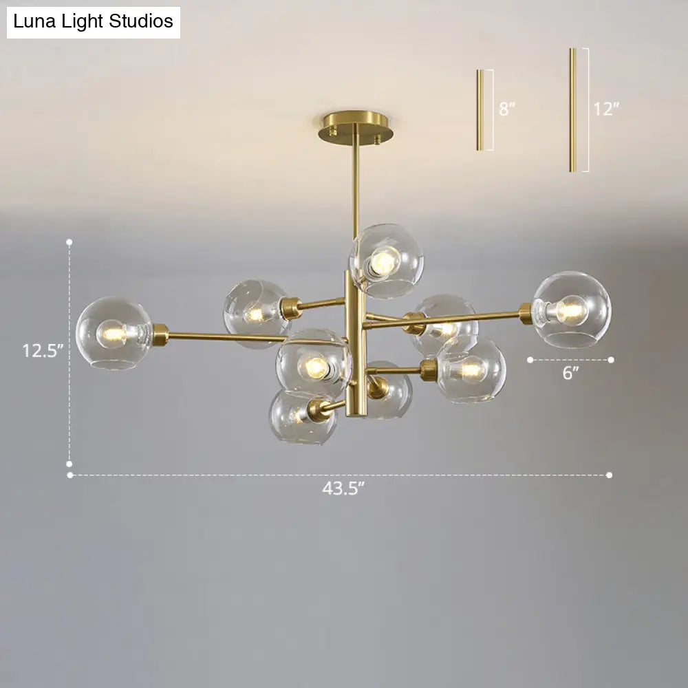 Contemporary Sputnik Chandelier - Glass Living Room Ceiling Light Fixture +