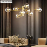 Contemporary Sputnik Chandelier - Glass Living Room Ceiling Light Fixture +