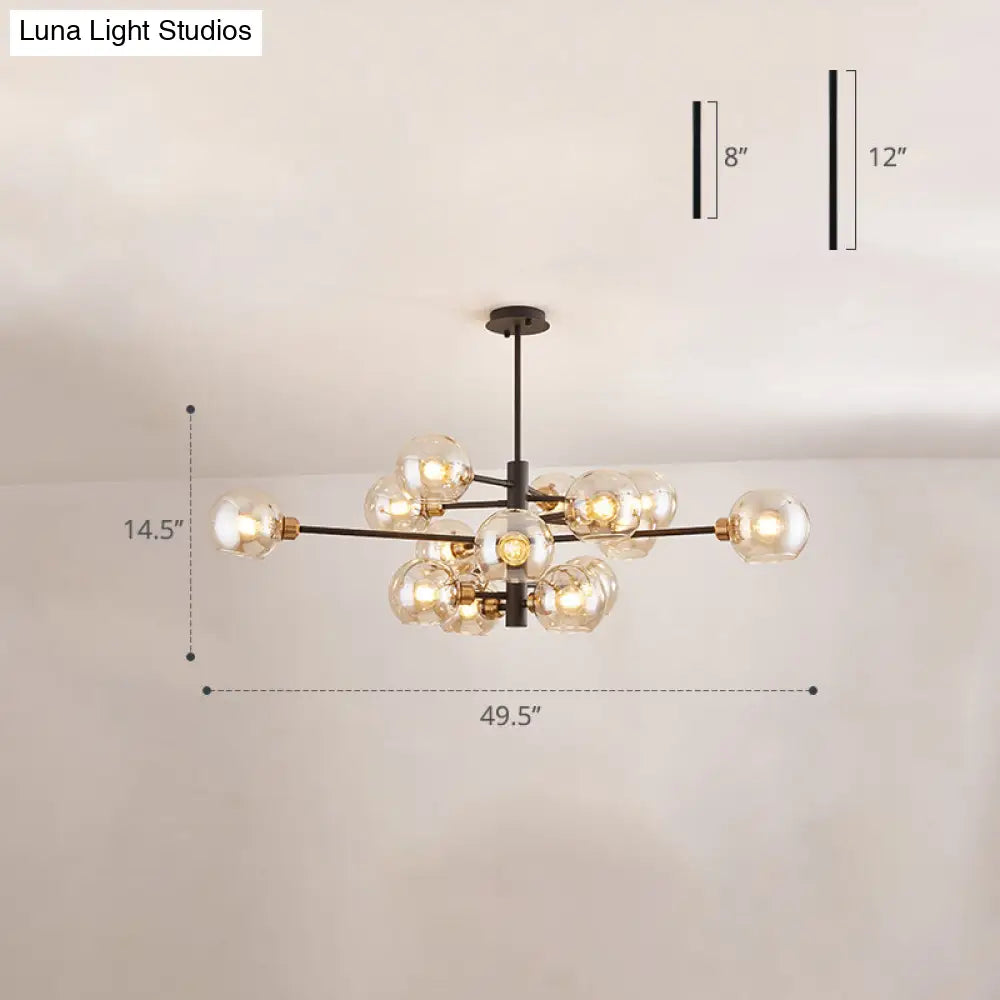 Contemporary Sputnik Chandelier - Glass Living Room Ceiling Light Fixture +