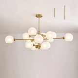 Contemporary Sputnik Chandelier - Glass Living Room Ceiling Light Fixture + 15 / Gold White