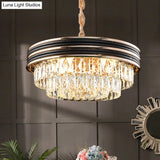 Modern 3-Tier Round Crystal Chandelier - Black 9/11 Heads 18’’/21.5’’ Wide Pendant Light