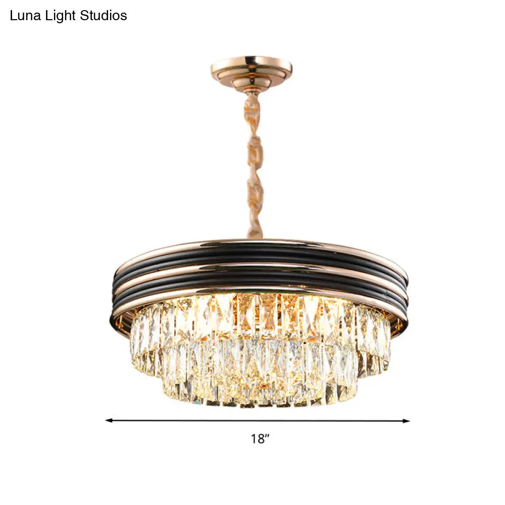 Modern 3-Tier Round Crystal Chandelier - Black 9/11 Heads 18’’/21.5’’ Wide Pendant Light