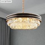 Modern 3-Tier Round Crystal Chandelier - Black 9/11 Heads 18’’/21.5’’ Wide Pendant Light