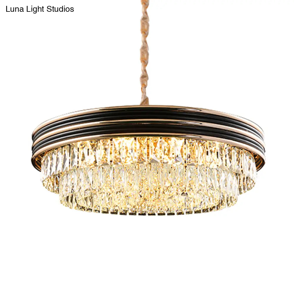 Modern 3-Tier Round Crystal Chandelier - Black 9/11 Heads 18’’/21.5’’ Wide Pendant Light