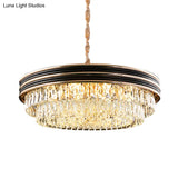 Modern 3-Tier Round Crystal Chandelier - Black 9/11 Heads 18’’/21.5’’ Wide Pendant Light