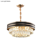 Modern 3-Tier Round Crystal Chandelier - Black 9/11 Heads 18’’/21.5’’ Wide Pendant Light