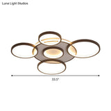 Modern 4/5 - Halo Ring Black Led Flush Mount Light Fixture Warm/White 27.5’/33.5’W