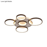 Modern 4/5 - Halo Ring Black Led Flush Mount Light Fixture Warm/White 27.5’/33.5’W