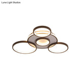 Modern 4/5 - Halo Ring Black Led Flush Mount Light Fixture Warm/White 27.5’/33.5’W