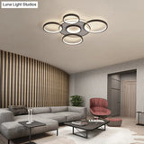 Modern 4/5 - Halo Ring Black Led Flush Mount Light Fixture Warm/White 27.5’/33.5’W