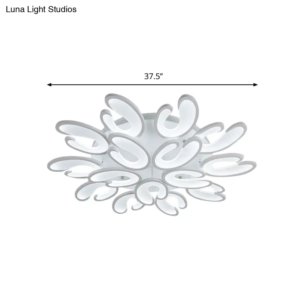 Modern 4/6/9 - Head U - Shaped Acrylic Shade Flush Mount Ceiling Light In White – Warm/White/Natural