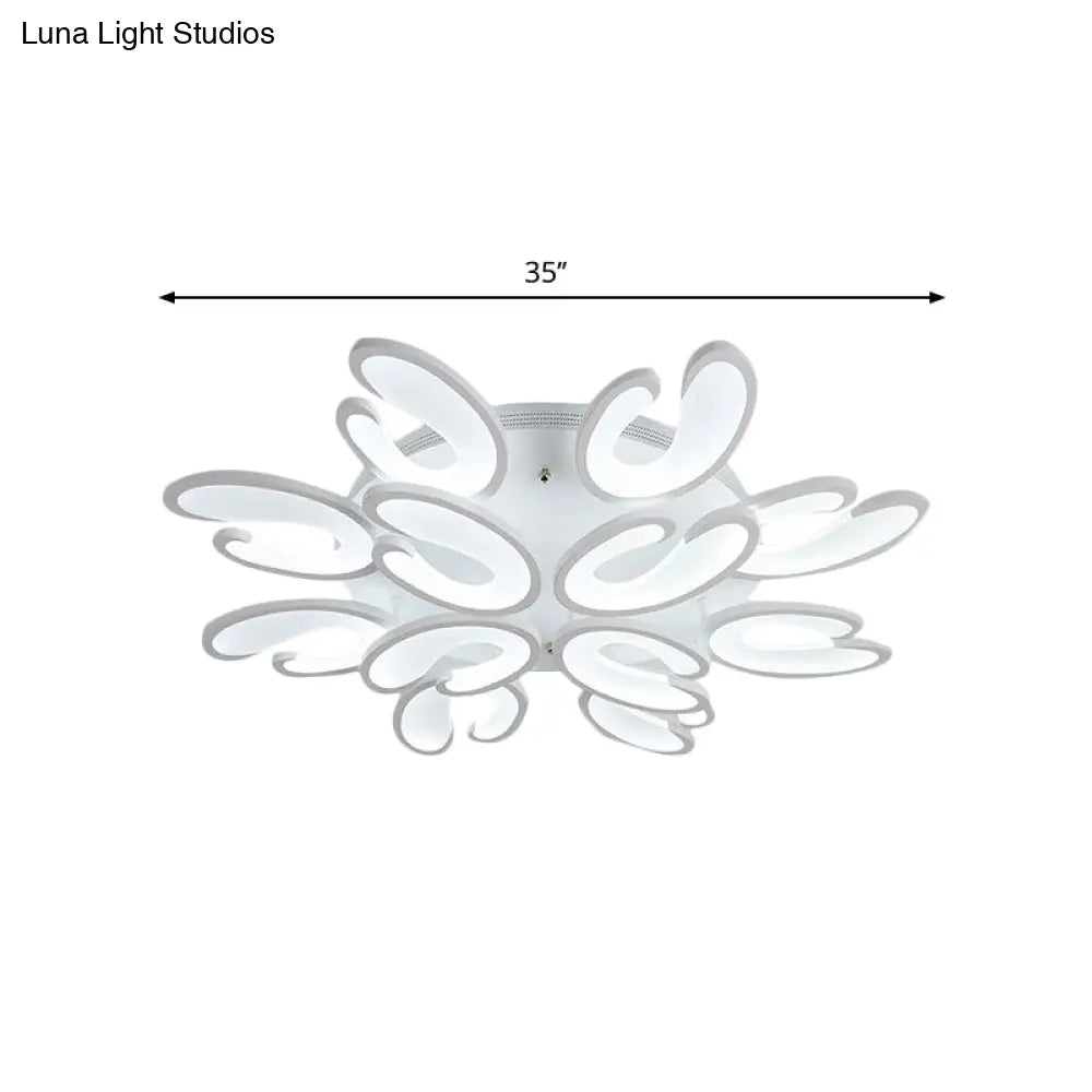 Modern 4/6/9 - Head U - Shaped Acrylic Shade Flush Mount Ceiling Light In White – Warm/White/Natural
