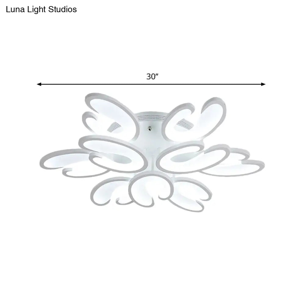 Modern 4/6/9 - Head U - Shaped Acrylic Shade Flush Mount Ceiling Light In White – Warm/White/Natural