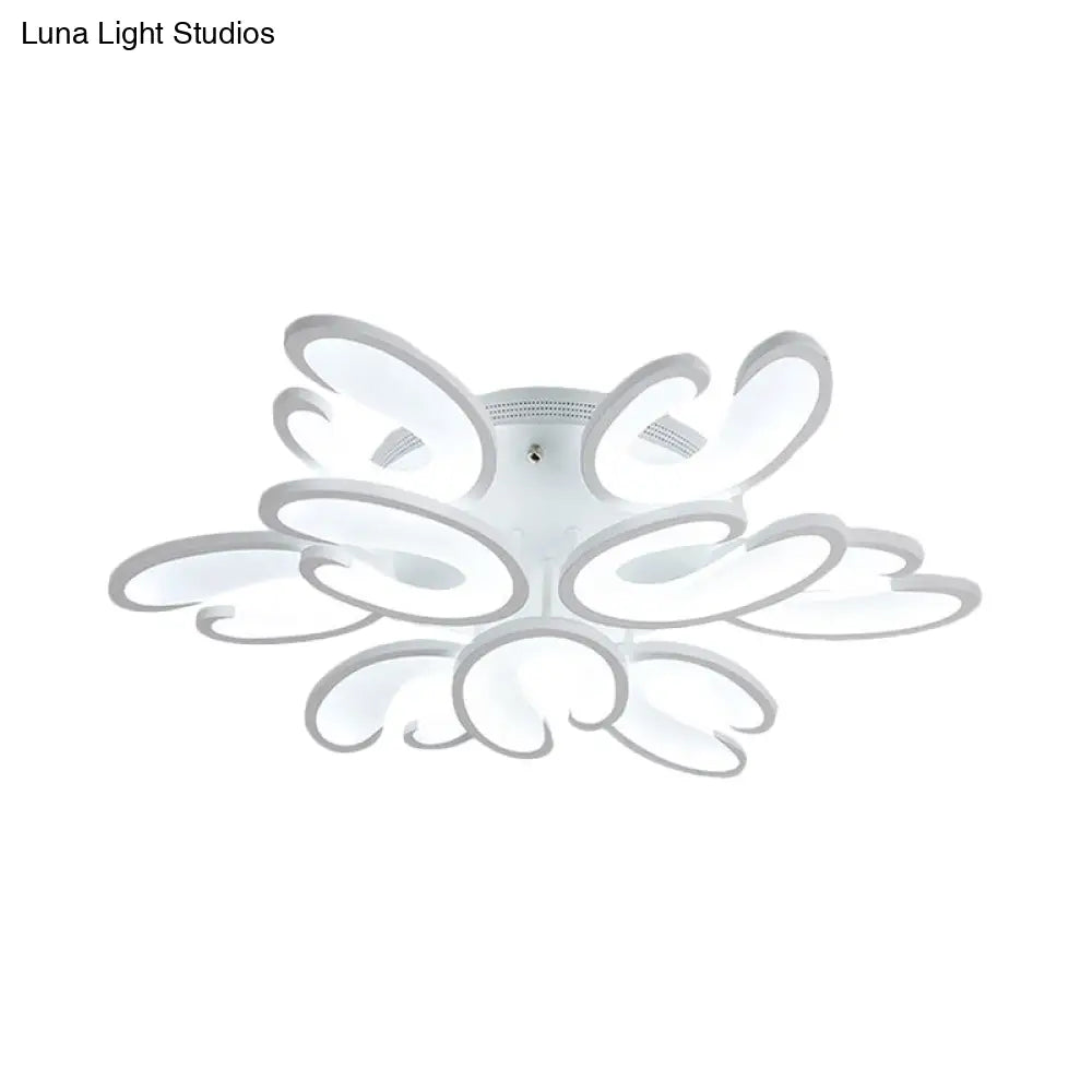 Modern 4/6/9 - Head U - Shaped Acrylic Shade Flush Mount Ceiling Light In White – Warm/White/Natural