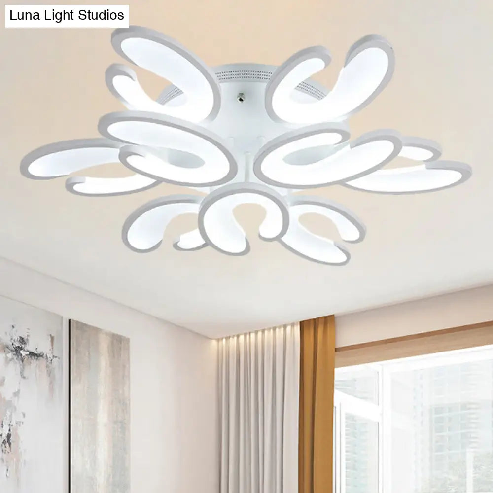 Modern 4/6/9 - Head U - Shaped Acrylic Shade Flush Mount Ceiling Light In White – Warm/White/Natural
